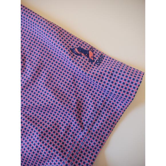 Turtleson Polo Shirt‎ M Pink /Blue Checked Performance Stretch Golf Casual Men - Picture 3 of 6